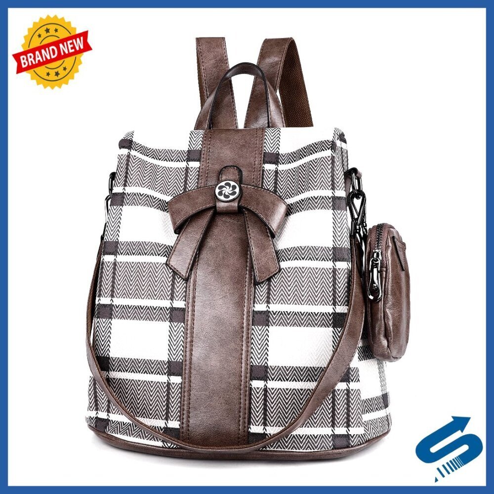 Vegan Leather Anti-Theft Backpack Purse Chic Minimal Daypack Shoulder Bag